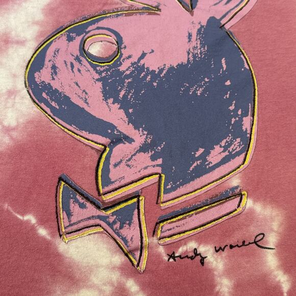 PLAYBOY Bunny / Tie Dye Graphic T-Shirt Adult Size MED Andy Warhol Pink Retro - Picture 6 of 7